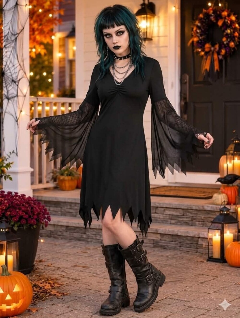 Spirit Halloween Black Gothic Bell Sleeve Costume Dress